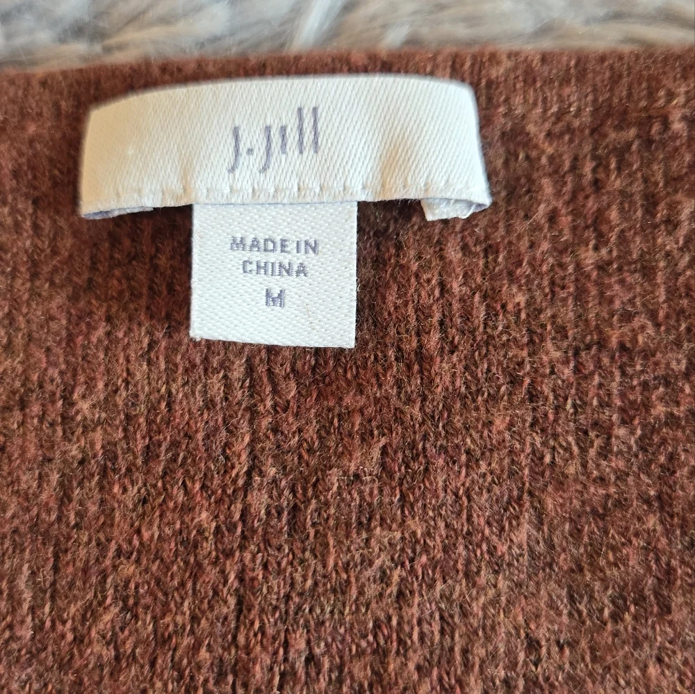 J.Jill Rust Color V Neck Sweater Size Med - Picture 2 of 16